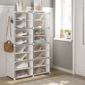 8 Cubby Shoe Organizer White